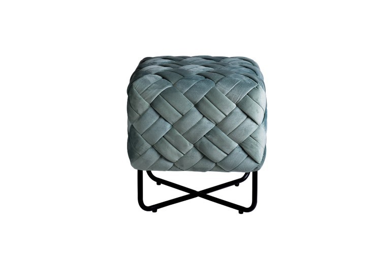 Банкетка плетеная велюр мятный 43*43*44см (TT-00006388)