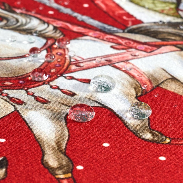 Скатерть овальная "с новым годом" 140х300см ,красный, 100% хлопок,твил пропитка Lefard (850-763-42)