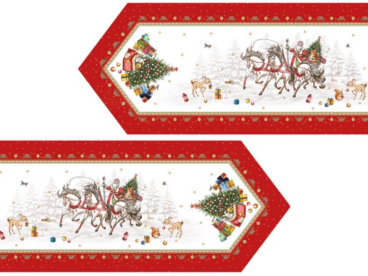 Дорожка "с новым годом"45х215см ,красный, 100% хлопок,твил пропитка Lefard (850-763-31)