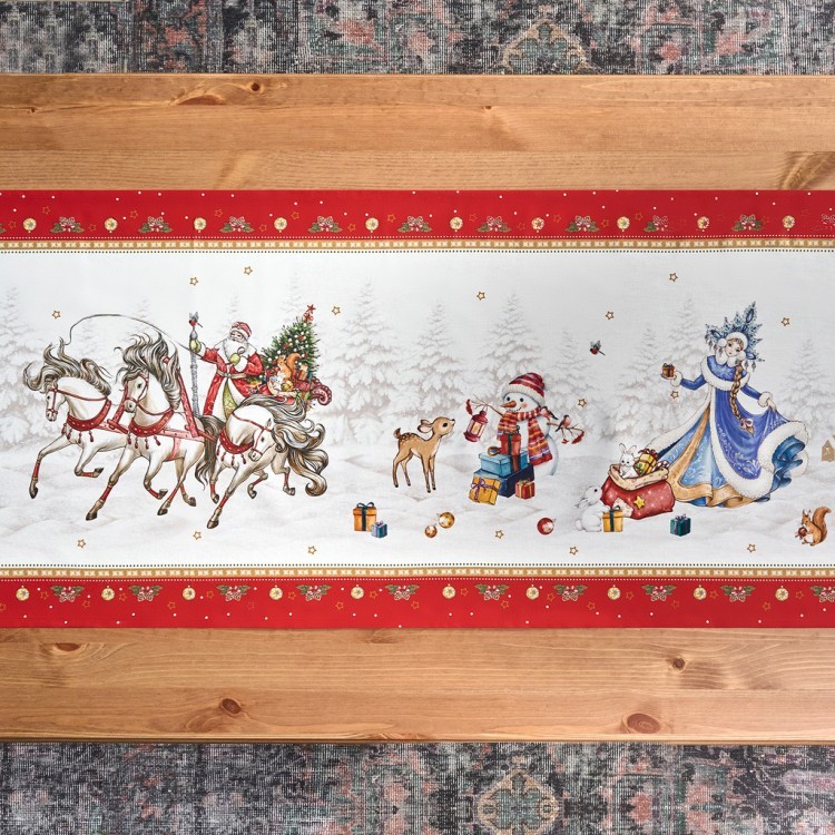 Дорожка "с новым годом"45х215см ,красный, 100% хлопок,твил пропитка Lefard (850-763-31)