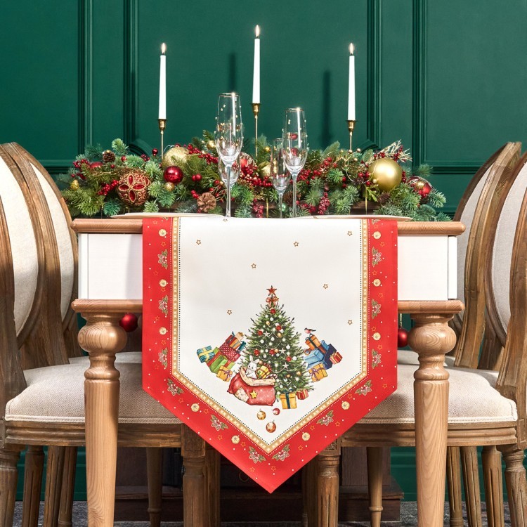 Дорожка "с новым годом"45х215см ,красный, 100% хлопок,твил пропитка Lefard (850-763-31)