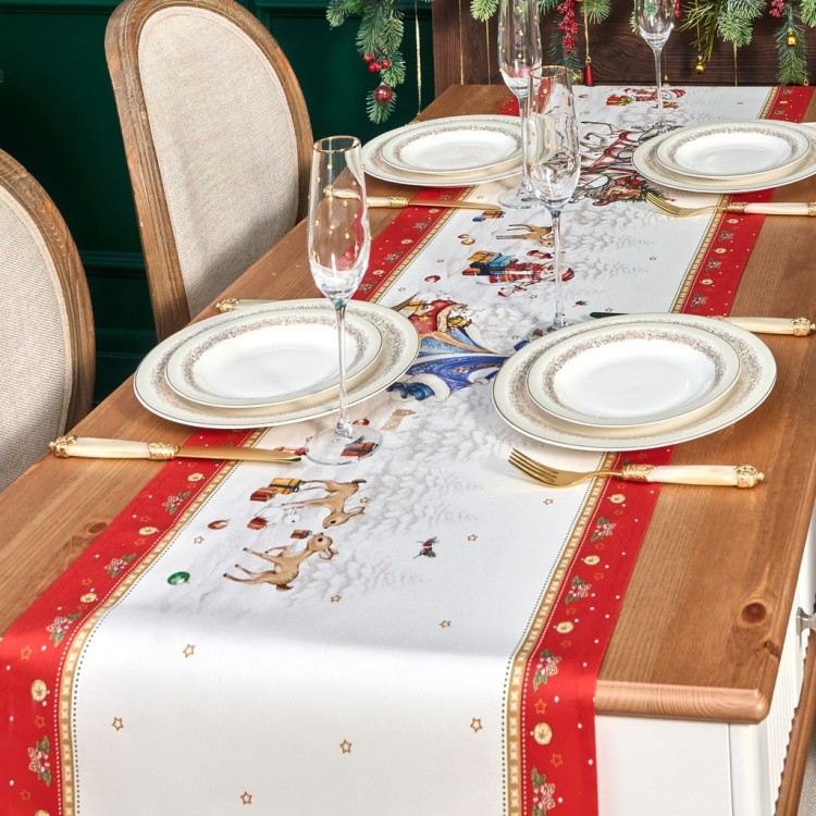 Дорожка "с новым годом"45х215см ,красный, 100% хлопок,твил пропитка Lefard (850-763-31)