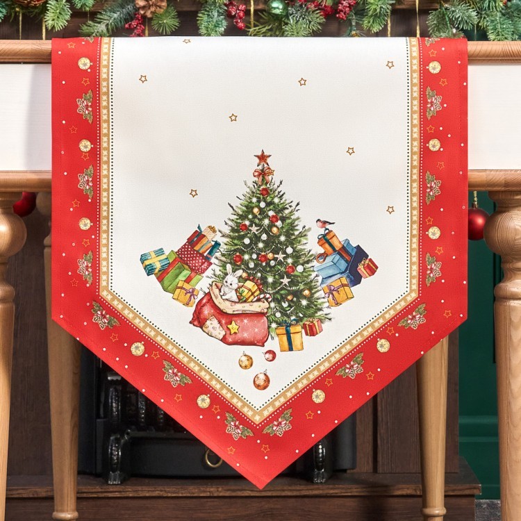 Дорожка "с новым годом"45х215см ,красный, 100% хлопок,твил пропитка Lefard (850-763-31)