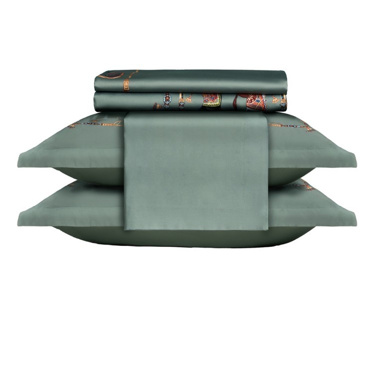 Кпб, евро, "passage" зеленый, сатин, хлопок 100%, подод.200х220-1шт, пр.240х240-1шт, нав.50х70-2шт Lefard (989-001-02)