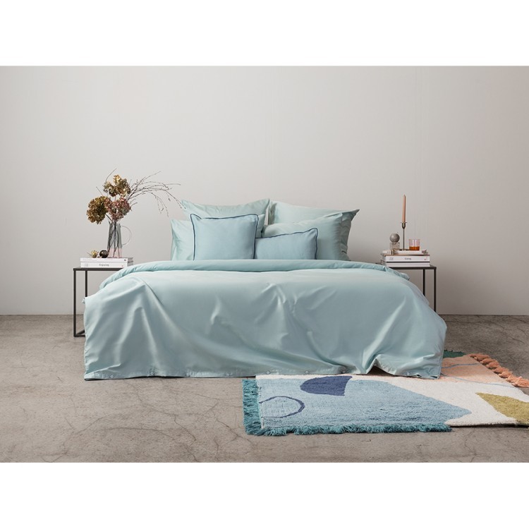 Комплект постельного белья полутораспальный из сатина голубого цвета из коллекции essential (70516)