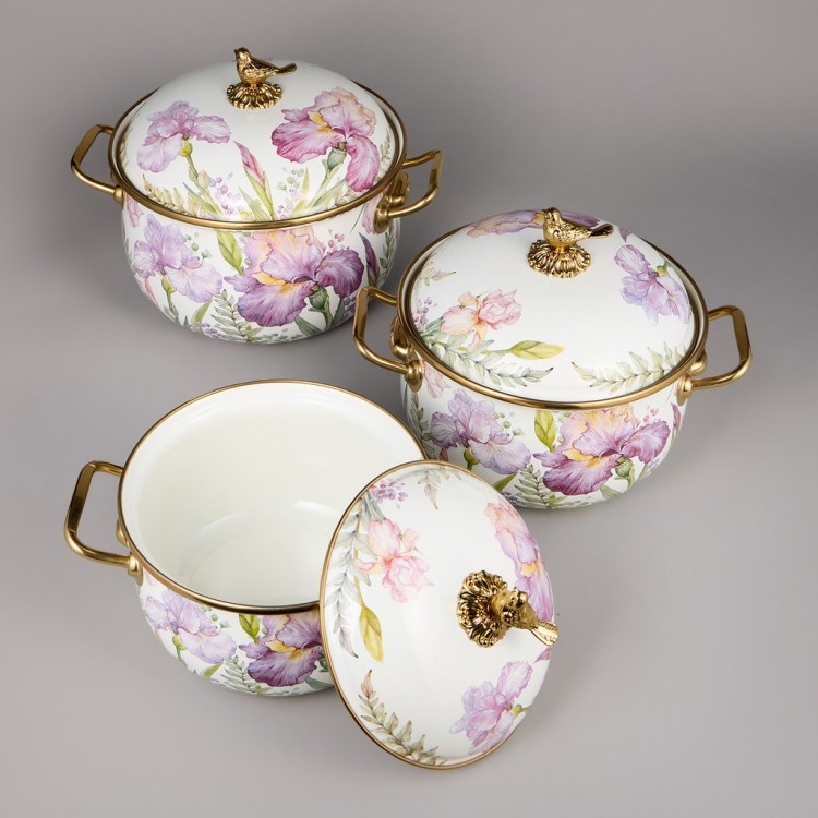 Набор кастрюль agness эмалированных серия "irises", 6пр. 2,1л, 2,8л и 3,8л Agness (950-607)