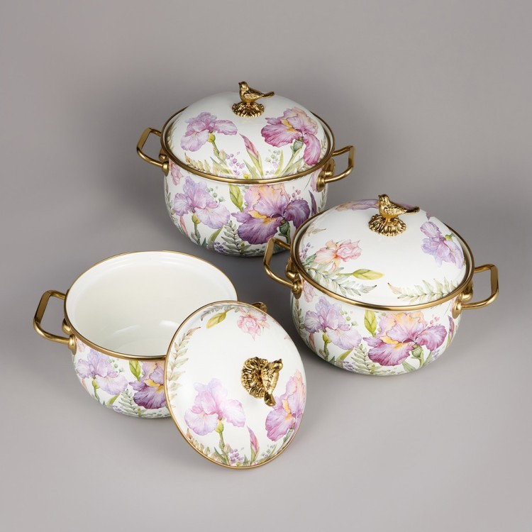 Набор кастрюль agness эмалированных серия "irises", 6пр. 2,1л, 2,8л и 3,8л Agness (950-607)