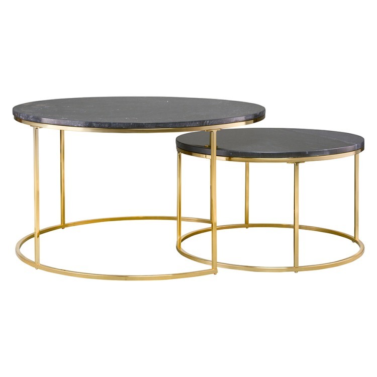 Набор из 2-х журнальных столиков hans, D60 см и D80 см, черный мрамор (76901)