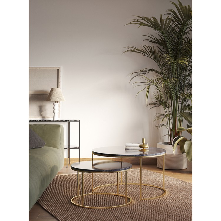 Набор из 2-х журнальных столиков hans, D60 см и D80 см, черный мрамор (76901)