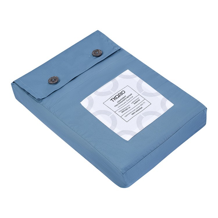 Комплект постельного белья из премиального сатина джинсово-синего цвета из коллекции essential, 200х220 см (79819)