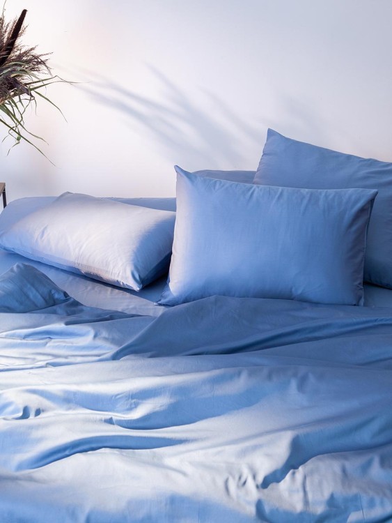 Комплект постельного белья из премиального сатина джинсово-синего цвета из коллекции essential, 200х220 см (79819)