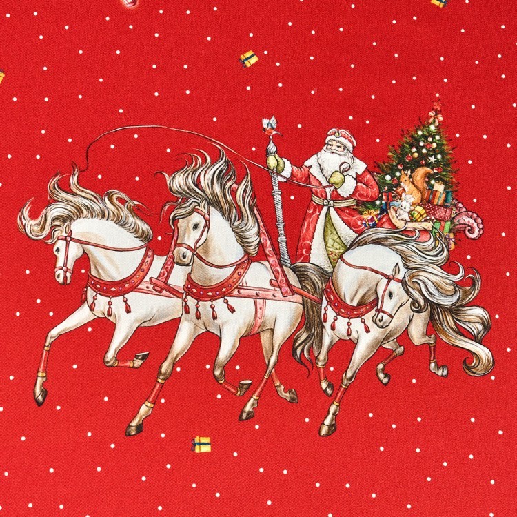 Скатерть  овальная  "с новым годом" ,140х180см ,красный, 100% хлопок ,твил Lefard (850-763-4)