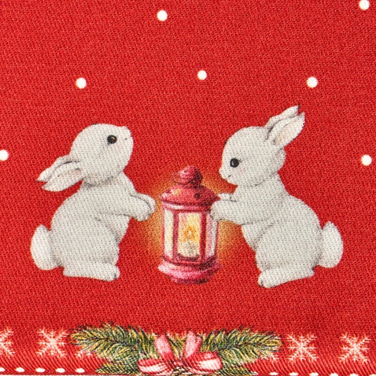 Скатерть  овальная  "с новым годом" ,140х180см ,красный, 100% хлопок ,твил Lefard (850-763-4)