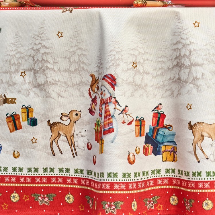Скатерть  овальная  "с новым годом" ,140х180см ,красный, 100% хлопок ,твил Lefard (850-763-4)