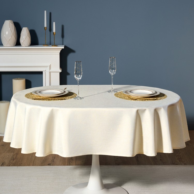 Скатерть  140х180 cm овальная, "феерия. золото", цвет: бежевый, tm lefard, полиэстер 100% (кор=28шт. Lefard (986-003-27)