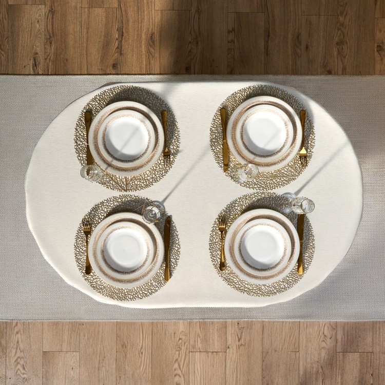 Скатерть  140х180 cm овальная, "феерия. золото", цвет: бежевый, tm lefard, полиэстер 100% (кор=28шт. Lefard (986-003-27)