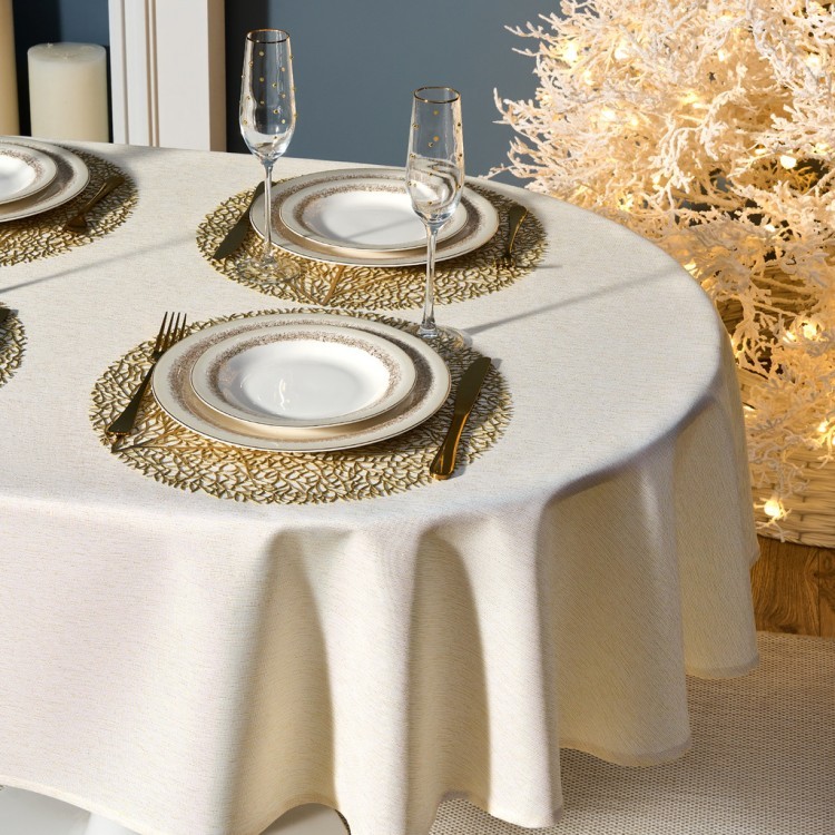 Скатерть  140х180 cm овальная, "феерия. золото", цвет: бежевый, tm lefard, полиэстер 100% (кор=28шт. Lefard (986-003-27)