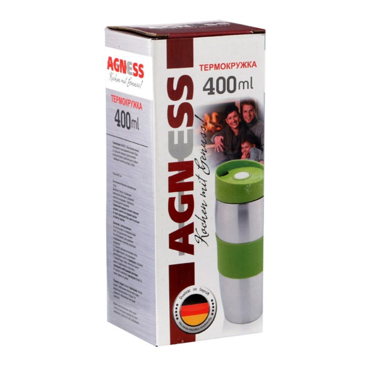 Термокружка agness 400 мл с кнопкой стоппером Agness (709-032)