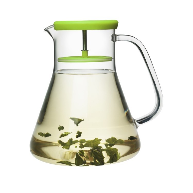 Чайник стеклянный dancing leaf зелёный (55328)