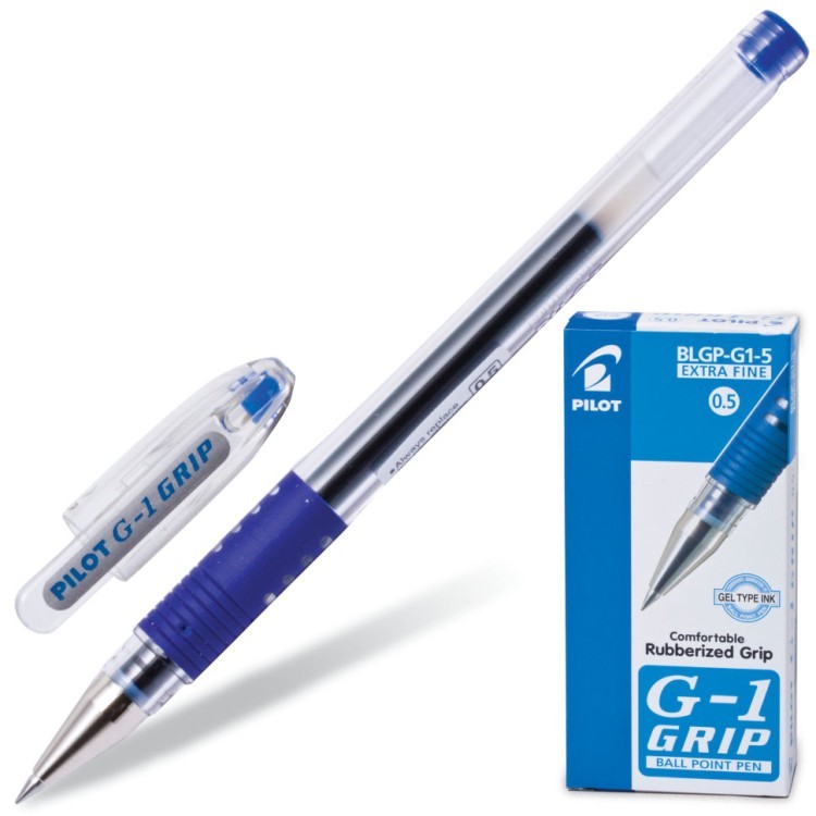 Ручка гелевая с грипом Pilot G-1 Grip 0,3 мм синяя BLGP-G1-5/140200 (12) (66957)