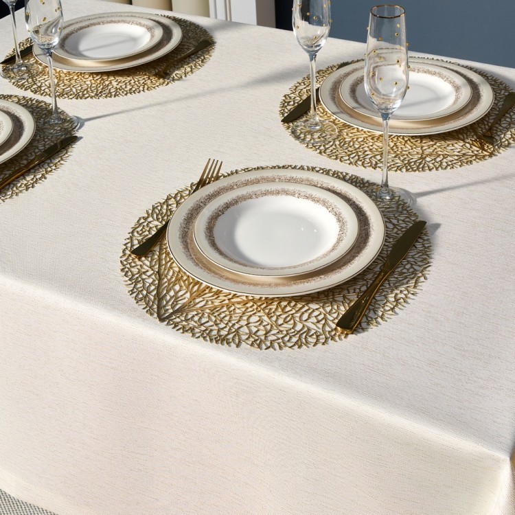 Скатерть  140х180 cm прямоугольная, "феерия. золото", цвет: бежевый, tm lefard, полиэстер 100% (кор= Lefard (986-003-20)