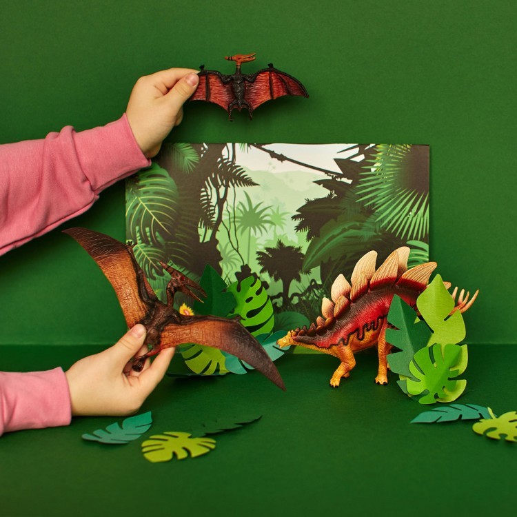 Динозавры и драконы для детей серии "Мир динозавров": велоцираптор, стиракозавр (набор фигурок из 4 предметов) (MM206-017)