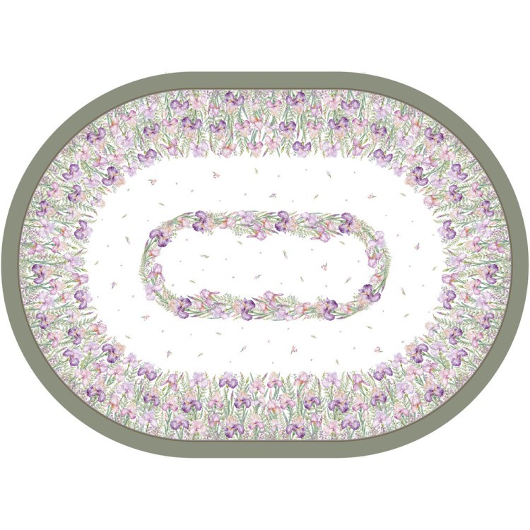 Скатерть  овальная  "ирисы" ,160х220см,100% хлопок,твил c пропиткой белый Lefard (850-743-41)