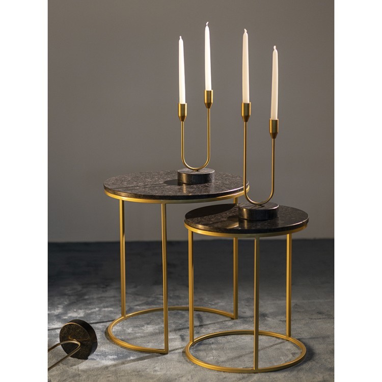 Набор из 2-х кофейных столиков hans, D40 см и D50 см, черный мрамор (76902) Набор из 2-х кофейных столиков hans, D40 см и D50 см, черный мрамор (76902)