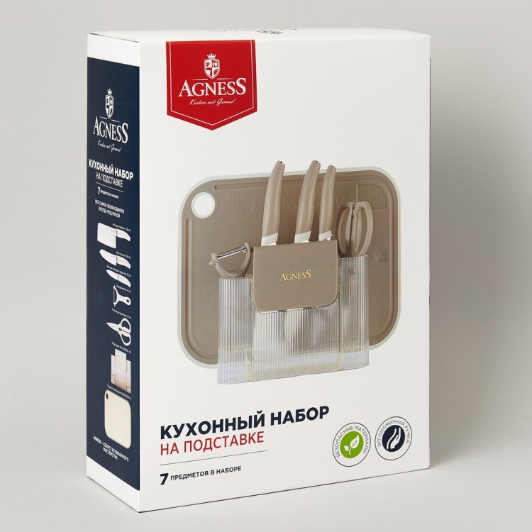 Набор кухонных предметов 7шт цвет серый Agness (671-030) Набор кухонных предметов 7шт цвет серый Agness (671-030)
