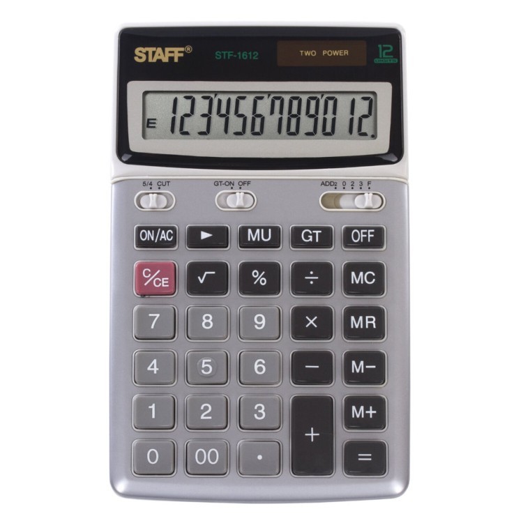 Калькулятор настольный металлический Staff STF-1612 12 разрядов 250120 (64889)