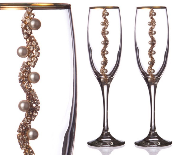 Набор бокалов для шампанского из 2 шт. с золотой каймой 170 мл. Посуда ООО (802-510151)