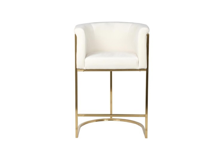 Барный стул, золото матовое, велюр белый 59*60*95см (TT-00000962)