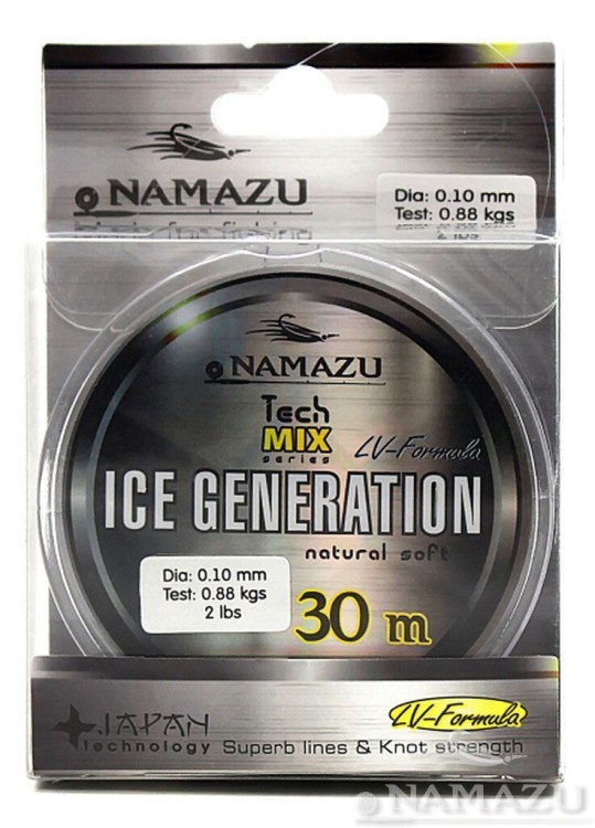 Леска Namazu Ice Generation, 30 м, 0,08 мм, до 0,44 кг, прозрачная NIG30-0,08 (71033)
