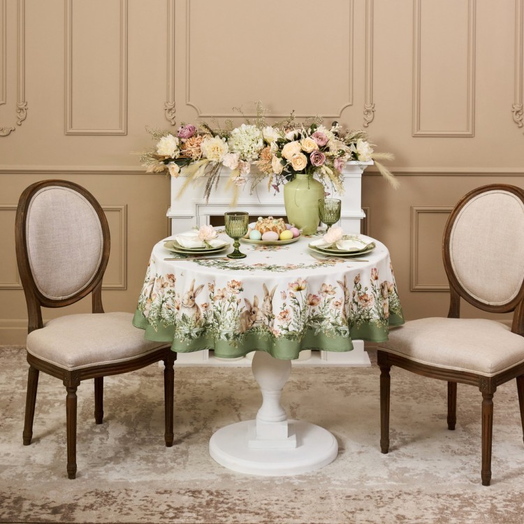 Скатерть круглая "sense" 150см ,зеленый 100%хлопок, твил с пропиткой Lefard (850-753-23)