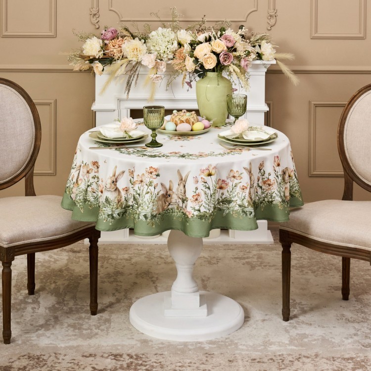 Скатерть круглая "sense" 150см ,зеленый 100%хлопок, твил с пропиткой Lefard (850-753-23)