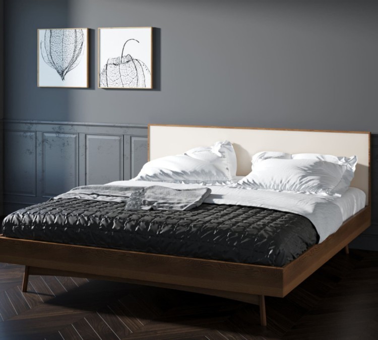 Кровать в Скандинавском стиле двуспальная Bruni white 160*200 арт BR-16WH BR-16WH-ET