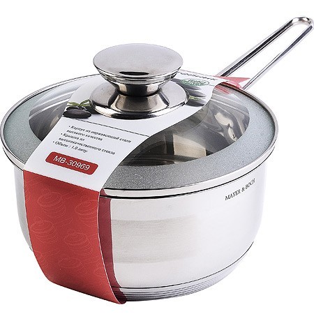 Ковш с крышкой 1,5л 16 см нерж/ст Mayer&Boch (30969)