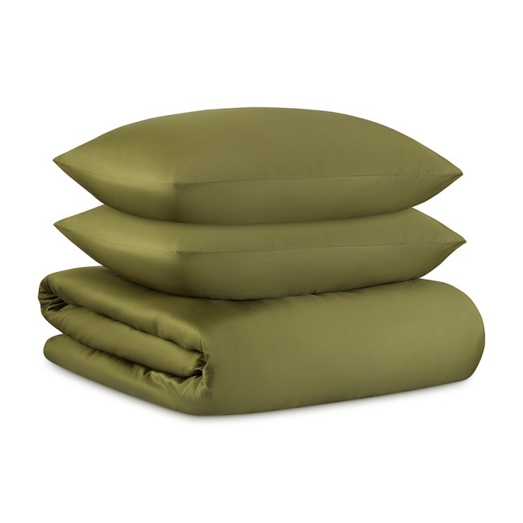 Комплект постельного белья из премиального сатина оливкового цвета из коллекции essential, 200х220 см (79821)