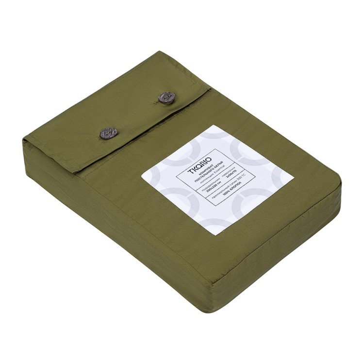 Комплект постельного белья из премиального сатина оливкового цвета из коллекции essential, 200х220 см (79821)