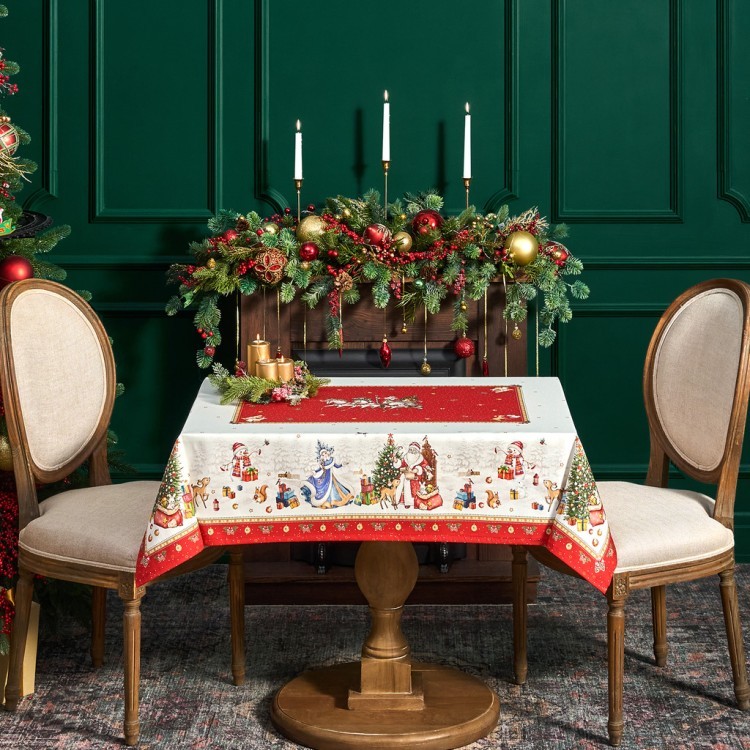 Скатерть "с новым годом" 110х140см ,красный, 100% хлопок,твил пропитка Lefard (850-763-20)