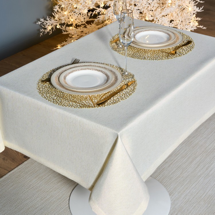 Скатерть 110х140 cm прямоугольная, "феерия. золото", цвет: бежевый, tm lefard, полиэстер 100% (кор=3 Lefard (986-003-19)