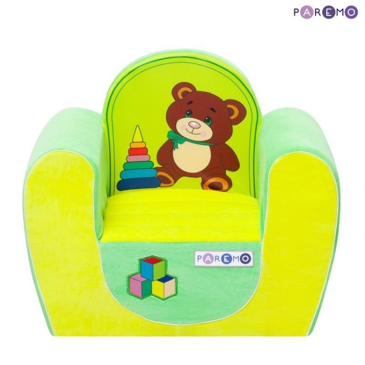 Бескаркасное (мягкое) детское кресло "Медвежонок", цв. Желтый+Салатовый (PCR316-03)