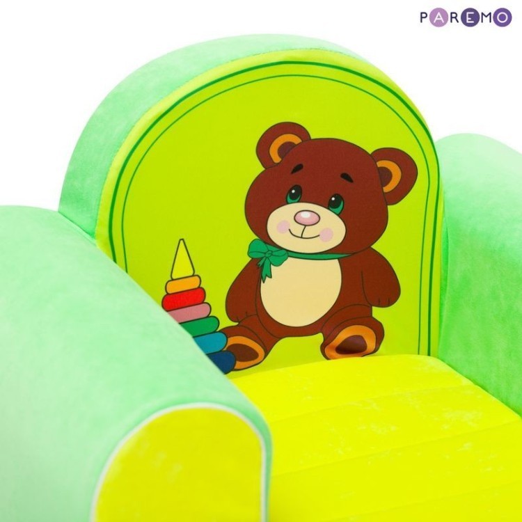 Бескаркасное (мягкое) детское кресло "Медвежонок", цв. Желтый+Салатовый (PCR316-03)