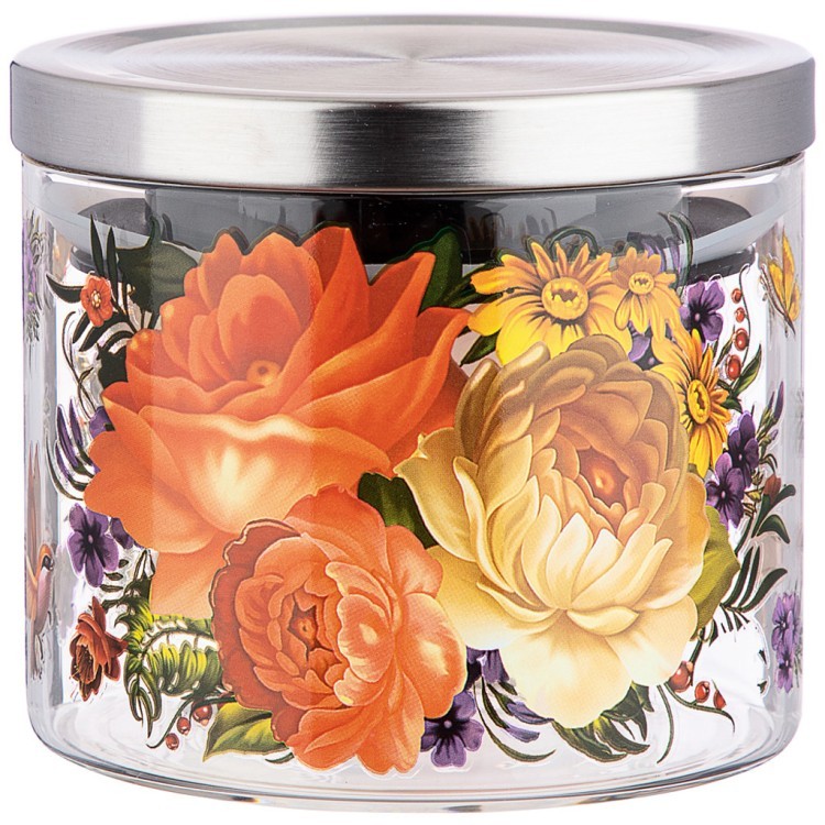 Емкость для сыпучих agness "роскошный сад", 520 мл боросиликатное стекло 10*8,7 см Agness (887-128)