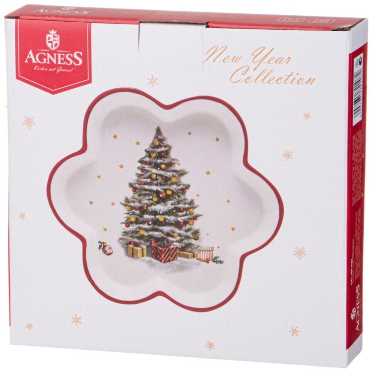 Тарелка agness “с новым годом!" фигурная 20*2,5 см Agness (358-2107)