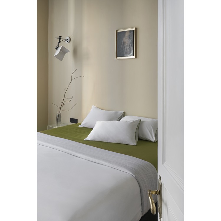 Простыня на резинке из сатина из коллекции meditation, olive, 160х200х30 см (77757)