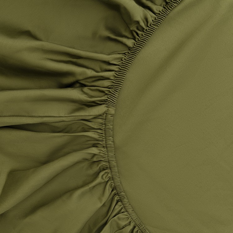 Простыня на резинке из сатина из коллекции meditation, olive, 160х200х30 см (77757)