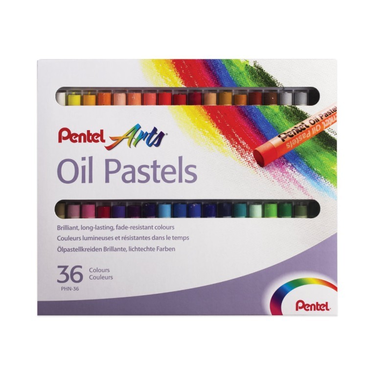 Пастель масляная художественная Pentel Oil Pastels 36 цветов круглое сечение PHN4-36/181303 (1) (64976)