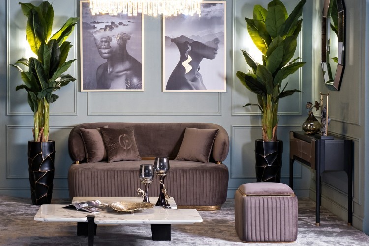 Диван Glarus двухместный, велюр коричневый 170*88*86см (TT-00009828)