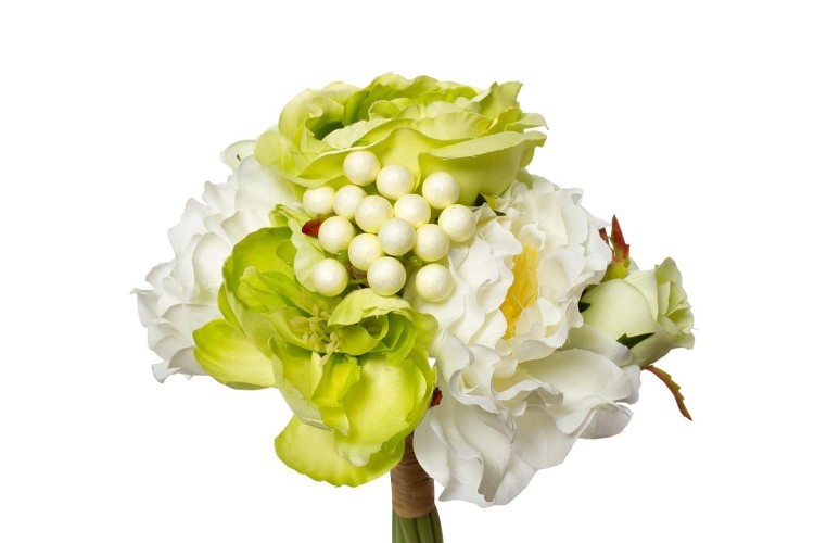 Букет розы-пионы бело-зеленый 30см (24) (TT-00000030)